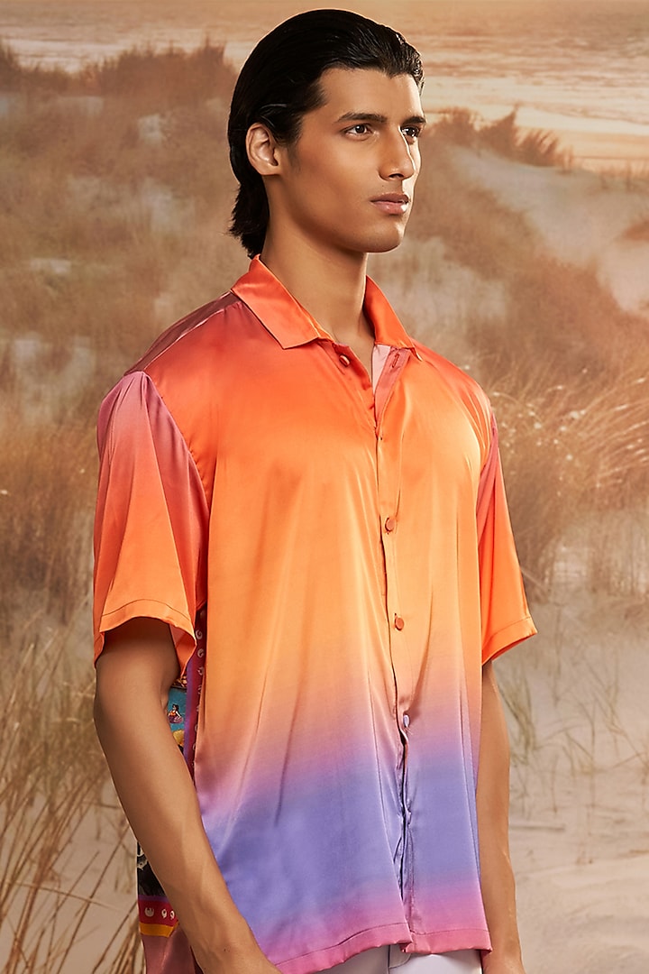 mens orange silk shirt