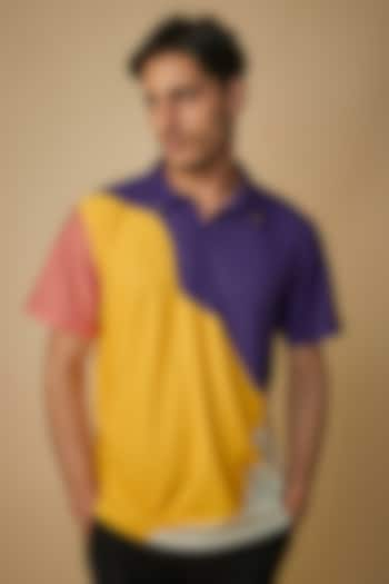 Multi-Colored Knitted Polyester Jersey Printed Polo T-Shirt by Shivan & Narresh Men at Pernia's Pop Up Shop