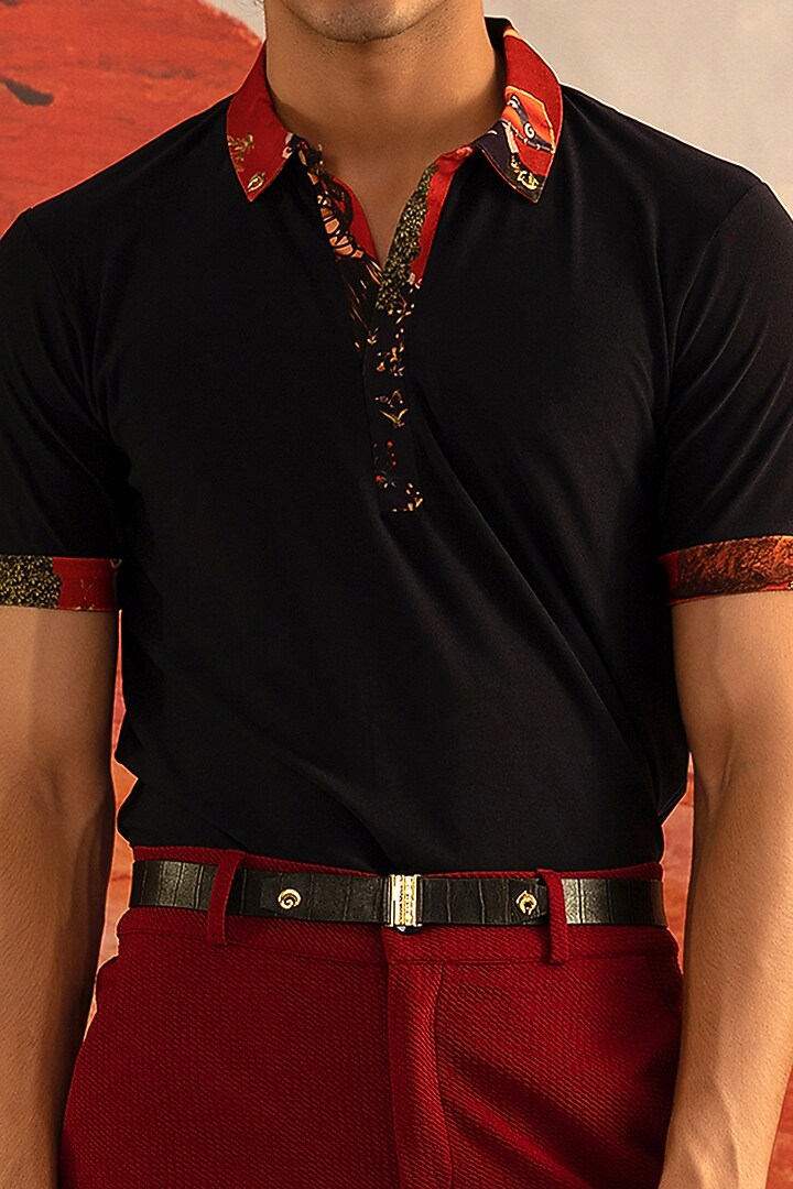 Sapphire Printed Polo T-Shirt by Shivan & Narresh Men at Pernia's Pop Up Shop