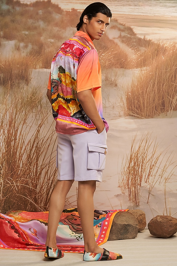 Multi-Colored Knitted Polyester Jersey Printed Polo T-Shirt by Shivan & Narresh Men at Pernia's Pop Up Shop