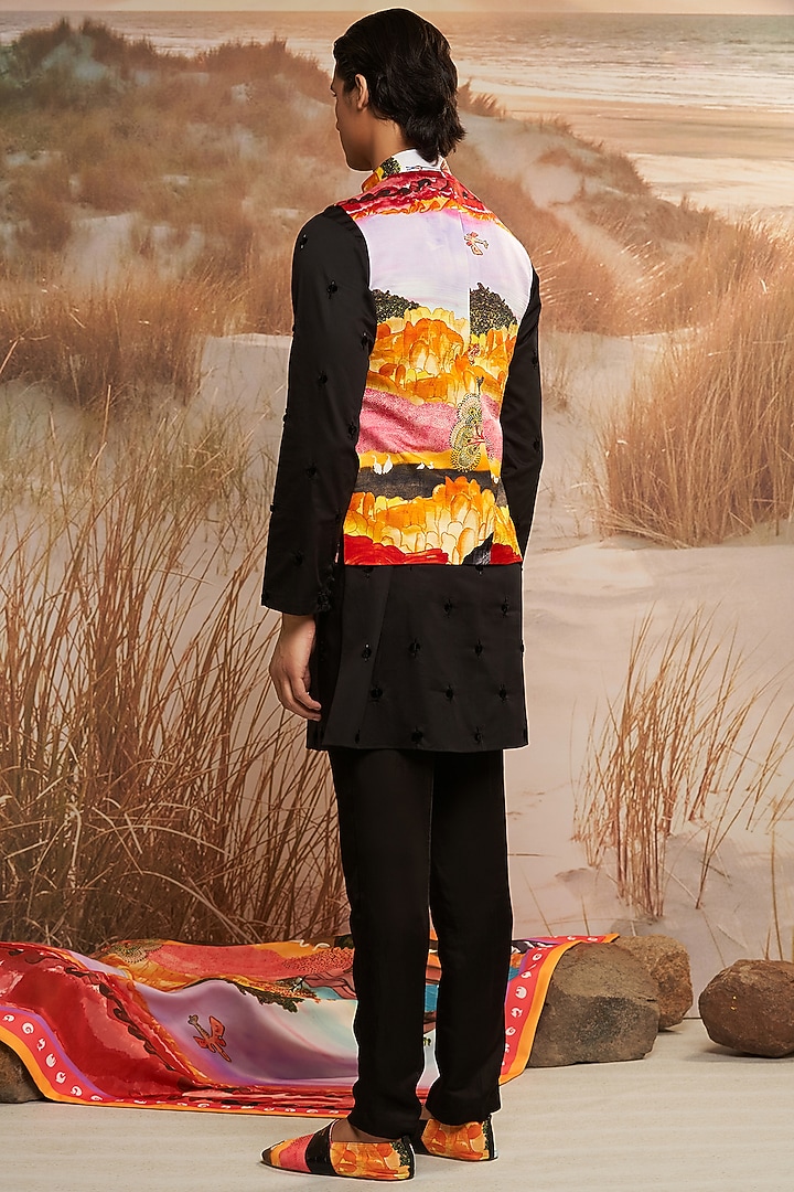 Multi-Colored Fuse Polyester Satin Bundi Jacket by Shivan & Narresh Men at Pernia's Pop Up Shop