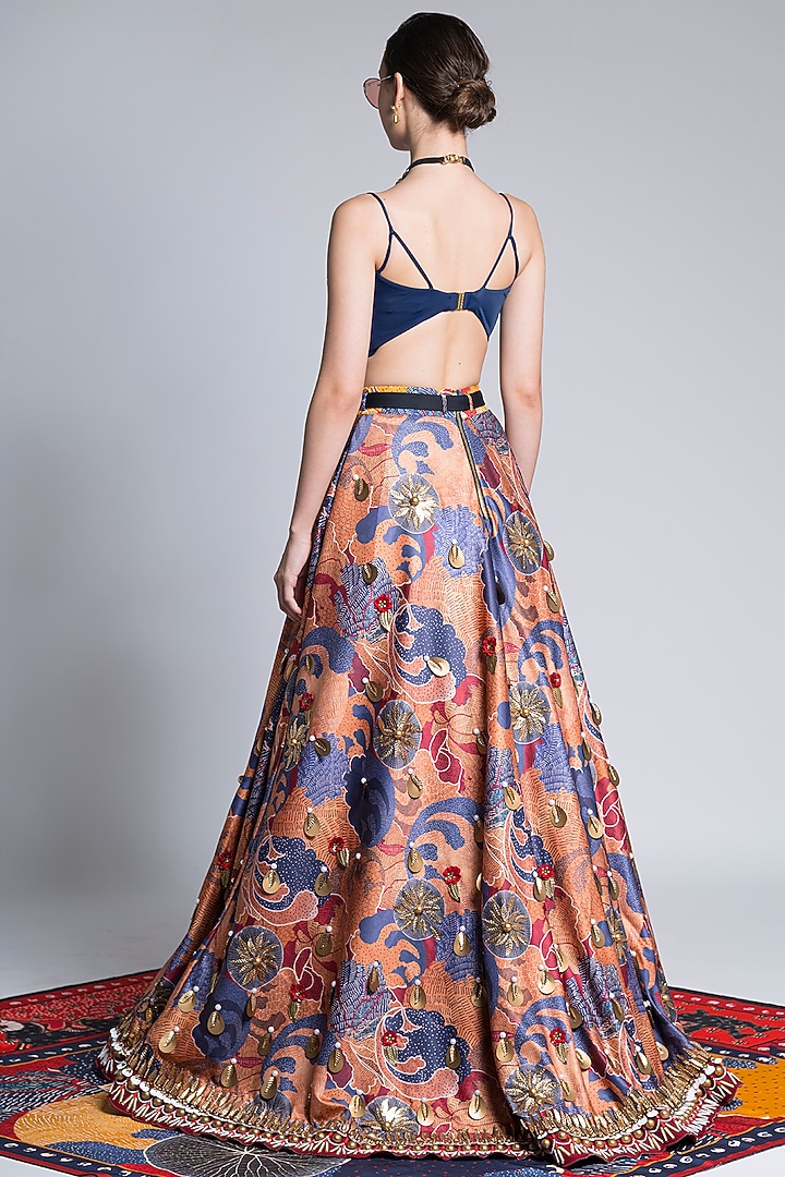 Gold Embroidered & Printed Bustier by Shivan & Narresh at Pernia's Pop Up Shop