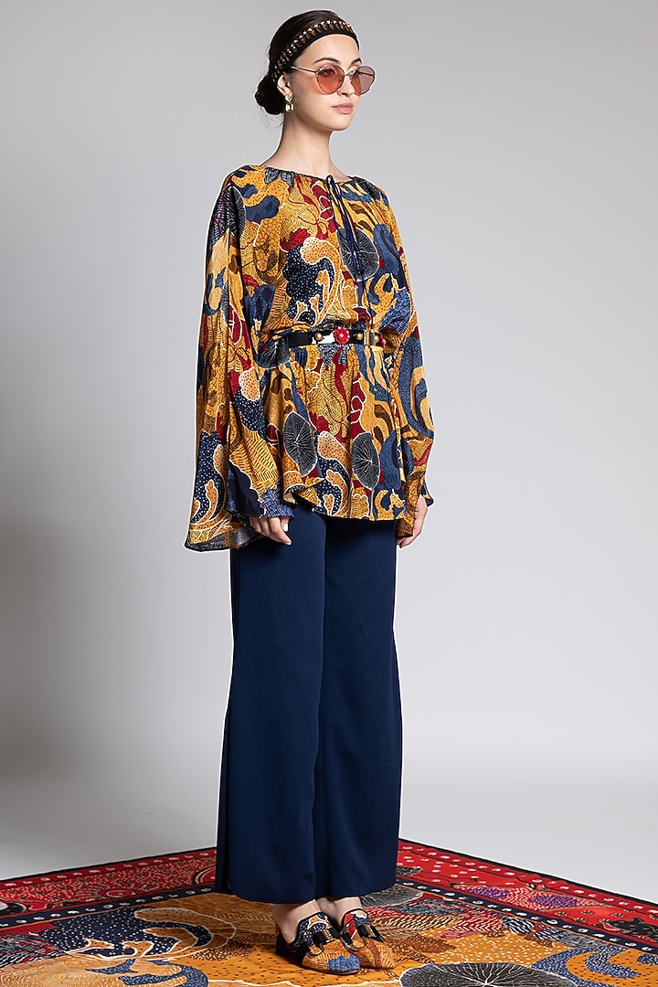 Multi Colored Printed Top With Flared Sleeves by Shivan & Narresh at Pernia's Pop Up Shop