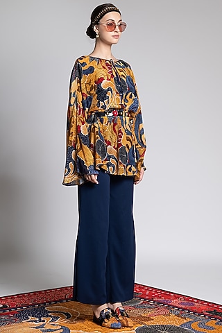 Multi Colored Printed Top With Flared Sleeves by Shivan & Narresh