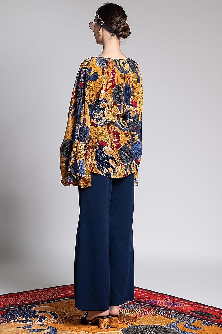 Multi Colored Printed Top With Flared Sleeves by Shivan & Narresh at Pernia's Pop Up Shop
