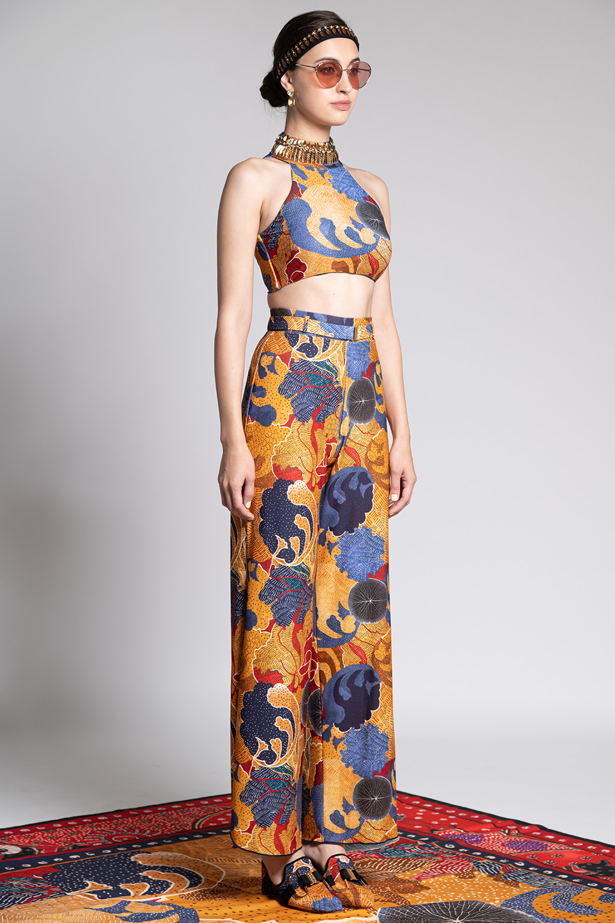 Multi Colored Printed & Embroidered Blouse by Shivan & Narresh at Pernia's Pop Up Shop