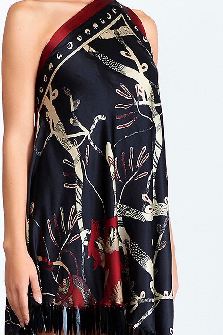 Black Printed & Embroidered Cocktail Dress by Shivan & Narresh at Pernia's Pop Up Shop