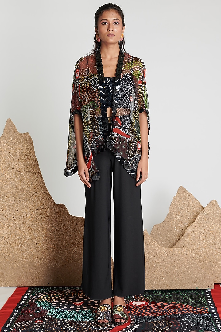 Multi-Colored Silk Organza Cape by Shivan & Narresh at Pernia's Pop Up Shop