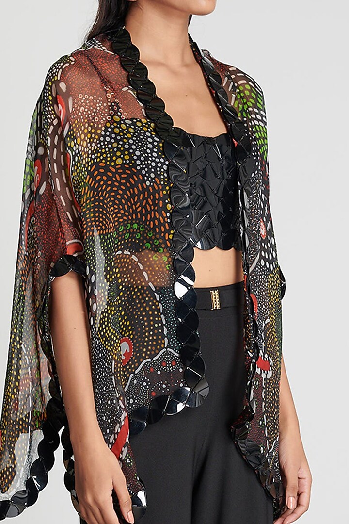Multi-Colored Silk Organza Cape by Shivan & Narresh at Pernia's Pop Up Shop