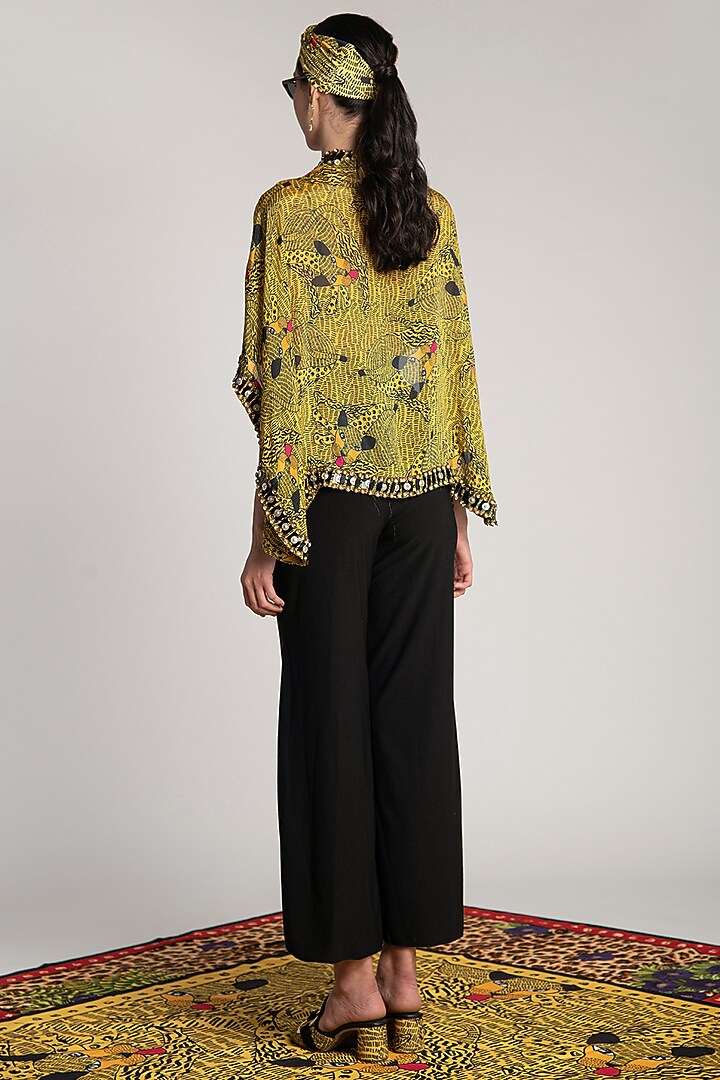 Yellow Embroidered & Printed Cape by Shivan & Narresh at Pernia's Pop Up Shop