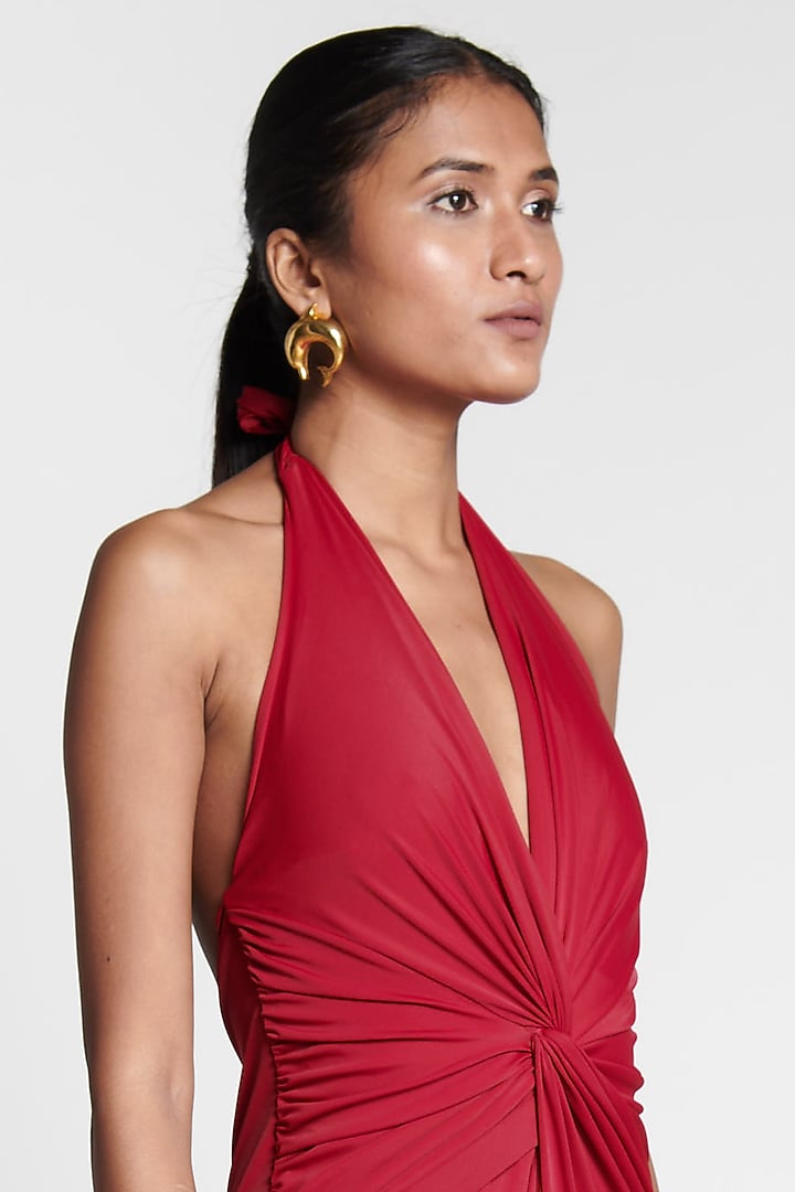 Red Halter-Neck Maillot by Shivan & Narresh at Pernia's Pop Up Shop