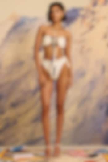 Ivory Italian Jersey Bikini Set by Shivan & Narresh at Pernia's Pop Up Shop