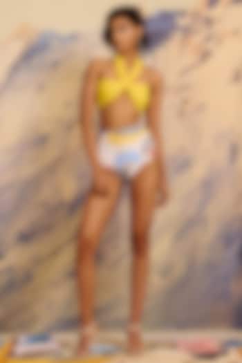 Yellow & Multi-Colored Italian Jersey Bikini Set by Shivan & Narresh at Pernia's Pop Up Shop