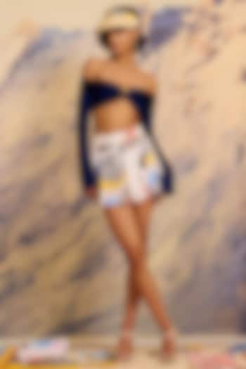 Multi-Colored Italian Jersey Pleated Swimskirt by Shivan & Narresh at Pernia's Pop Up Shop
