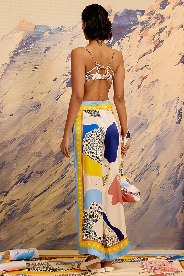 Multi-Colored Silk Satin Palazzo by Shivan & Narresh at Pernia's Pop Up Shop