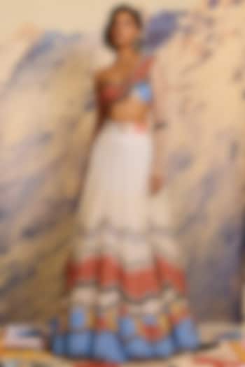 Multi-Colored Silk Organza & Cotton Threadwork Bridal Lehenga by Shivan & Narresh at Pernia's Pop Up Shop