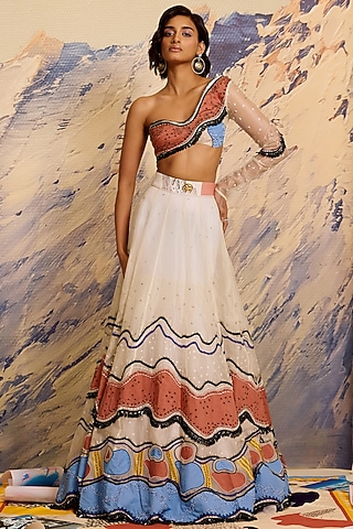 Multi-Colored Silk Organza & Cotton Threadwork Blouse by Shivan & Narresh