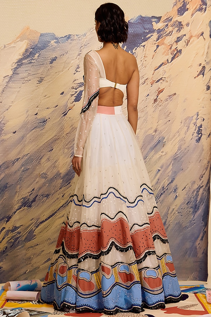 Multi-Colored Silk Organza & Cotton Threadwork Blouse by Shivan & Narresh at Pernia's Pop Up Shop