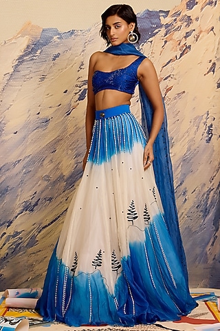 Multi-Colored Silk Organza & Cotton Beadwork Lehenga by Shivan & Narresh