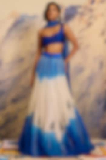 Cobalt Silk Organza & Cotton Beadwork Blouse by Shivan & Narresh at Pernia's Pop Up Shop