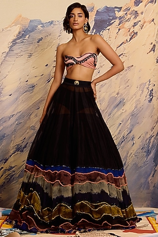 Noir Black Organza Lehenga by Shivan & Narresh