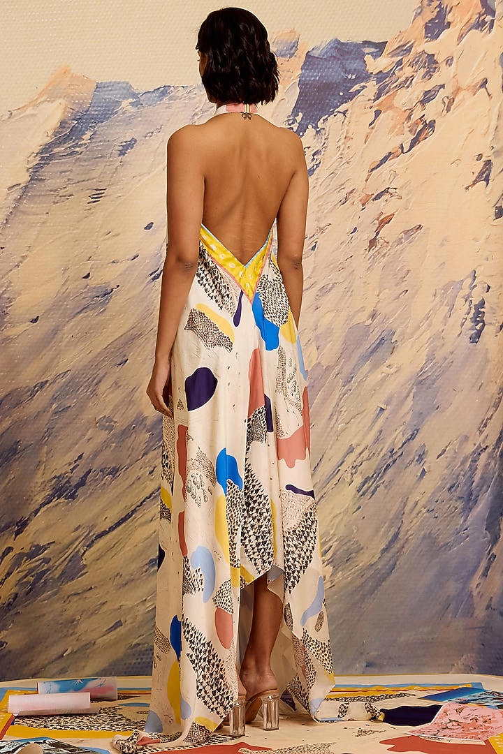 Multi-Colored Chiffon Cocktail Dress by Shivan & Narresh at Pernia's Pop Up Shop