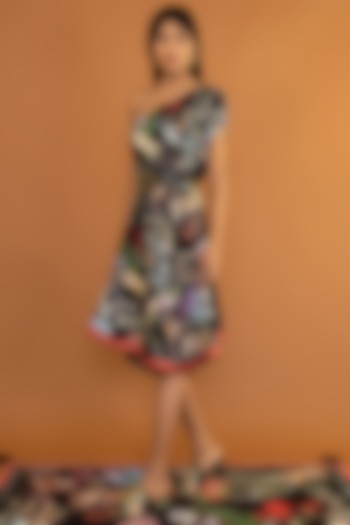 Black Viscose Crepe Dress by Shivan & Narresh at Pernia's Pop Up Shop