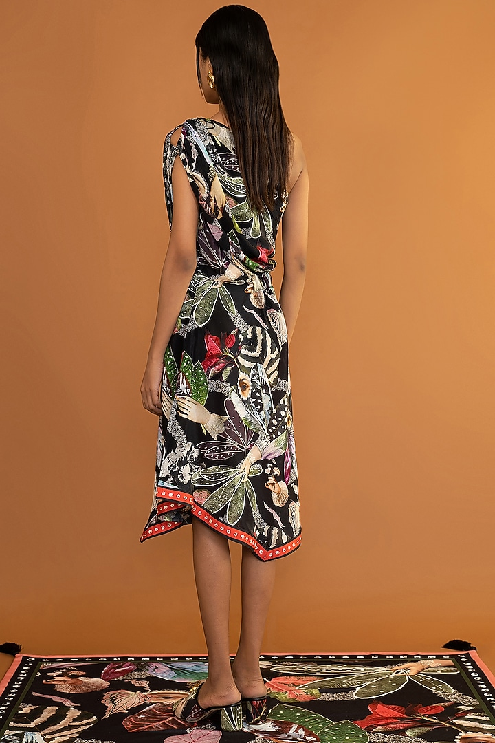 Black Viscose Crepe Dress by Shivan & Narresh at Pernia's Pop Up Shop