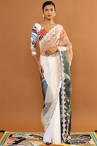 Multi-Colored Silk Printed Saree by Shivan & Narresh