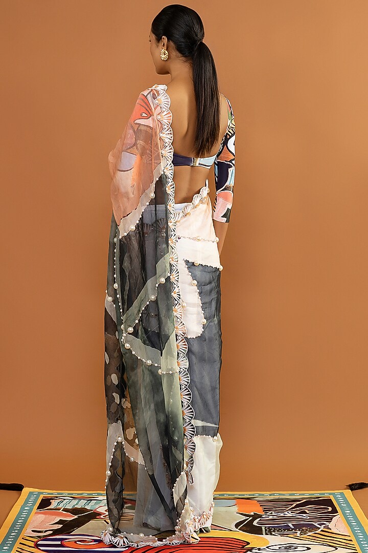 Multi-Colored Silk Printed Reception Saree by Shivan & Narresh at Pernia's Pop Up Shop
