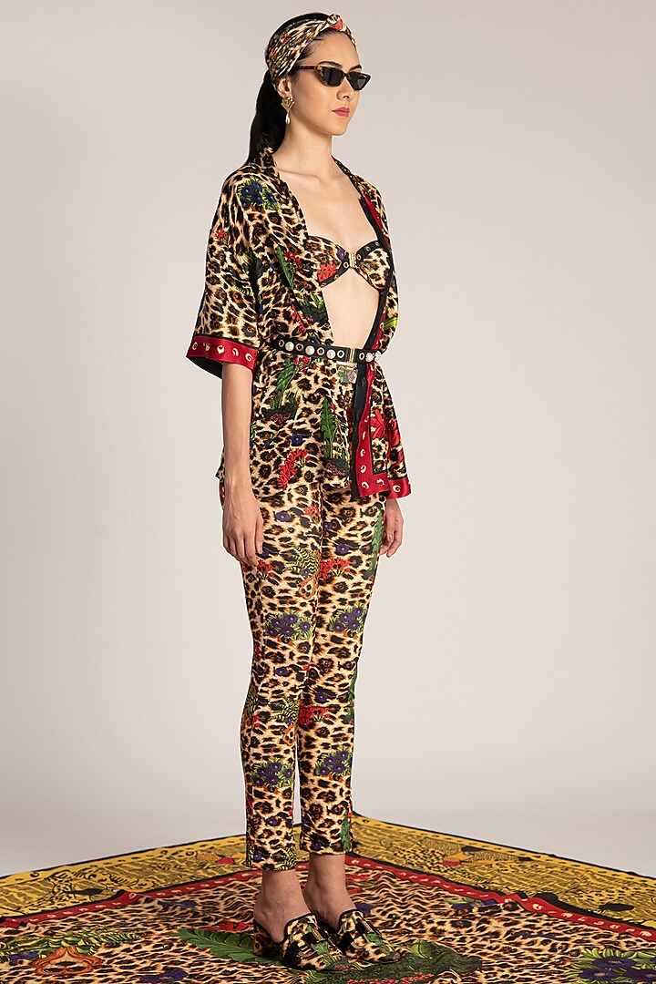 Multi Colored Printed Tapered Trousers by Shivan & Narresh