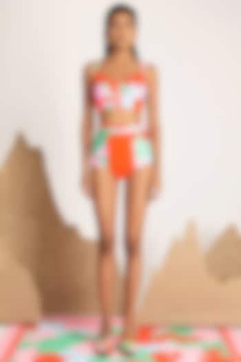 Orange Printed Bikini Set by Shivan & Narresh