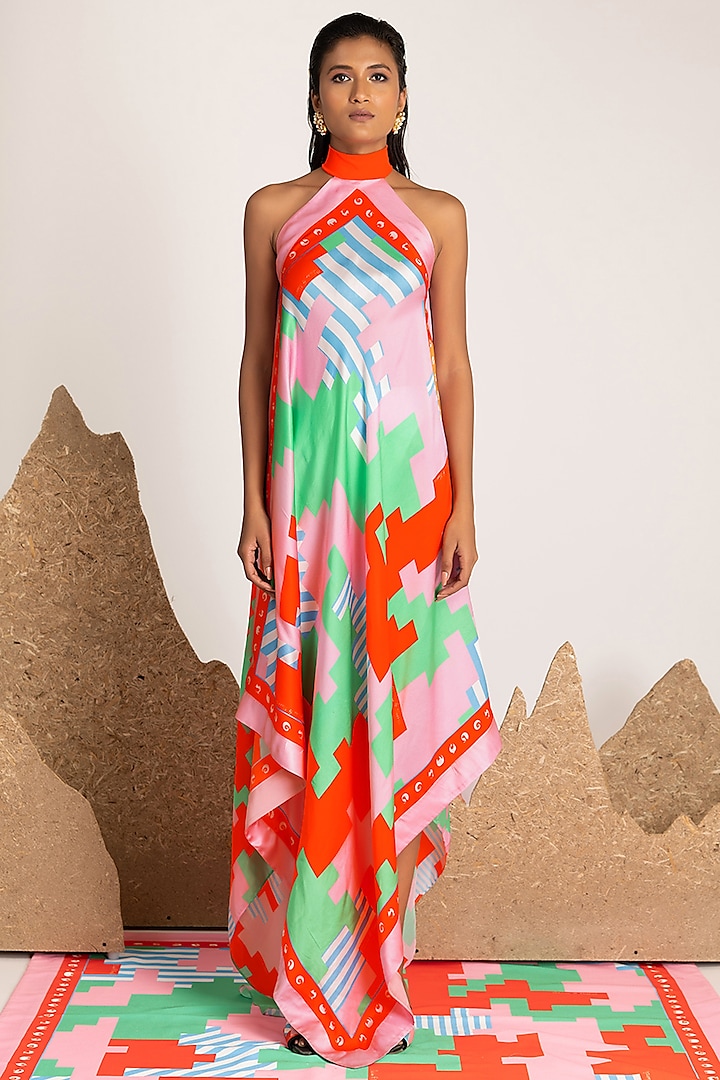 Multi-Colored Printed Flute Dress by Shivan & Narresh