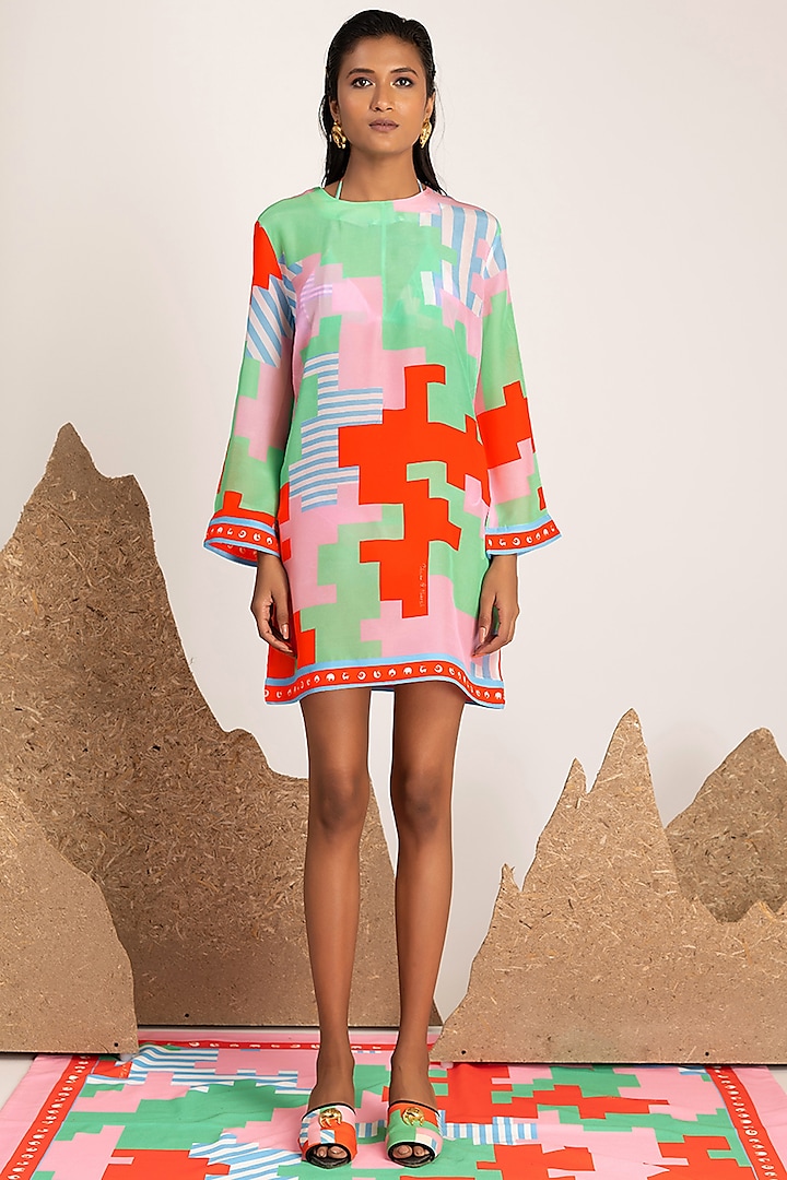 Multi-Colored Printed Shift Dress by Shivan & Narresh