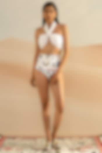 Ivory Jaiscape Printed Bikini Set by Shivan & Narresh