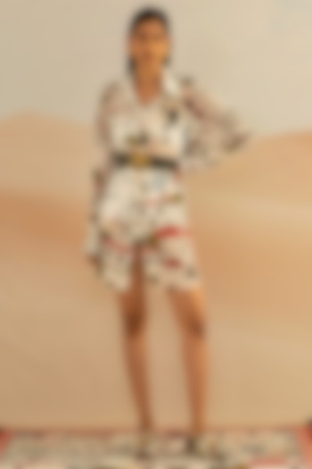 Ivory Jaiscape Printed Resort Shirt Dress by Shivan & Narresh