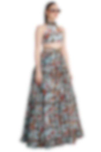 Multi Colored Printed Skein Skirt by Shivan & Narresh at Pernia's Pop Up Shop