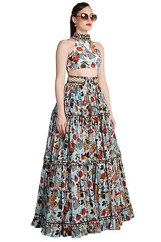 Multi Colored Printed Skein Skirt by Shivan & Narresh