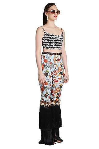 Black Printed Skein Bustier by Shivan & Narresh