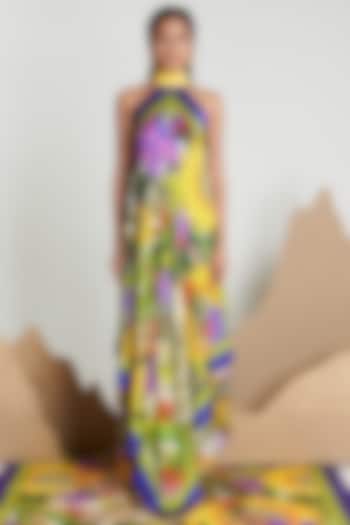 Yellow Printed Flute Vacation Dress by Shivan & Narresh at Pernia's Pop Up Shop