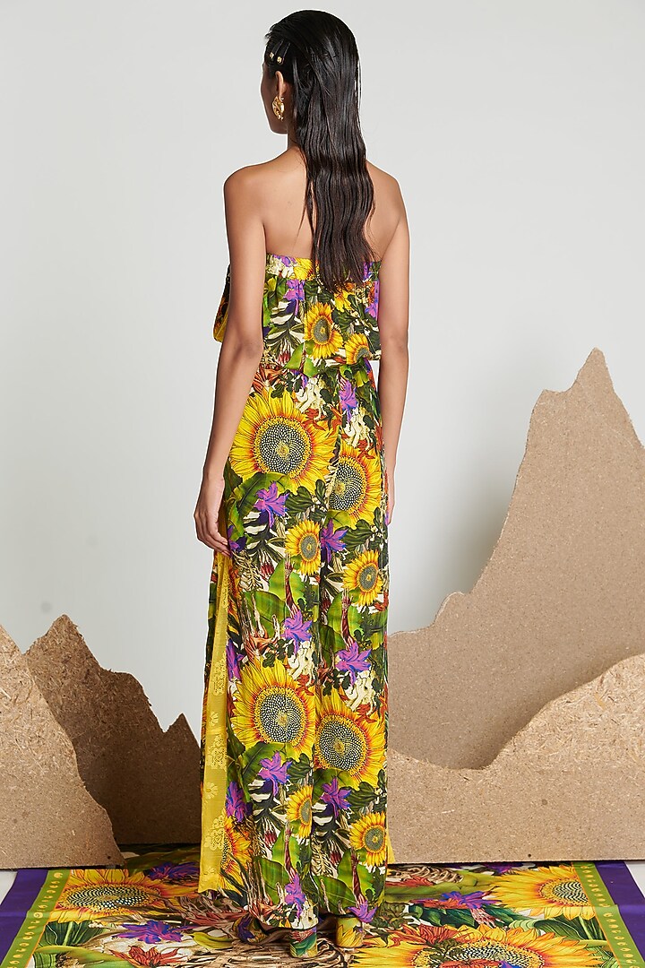 Yellow Printed Jumpsuit by Shivan & Narresh at Pernia's Pop Up Shop