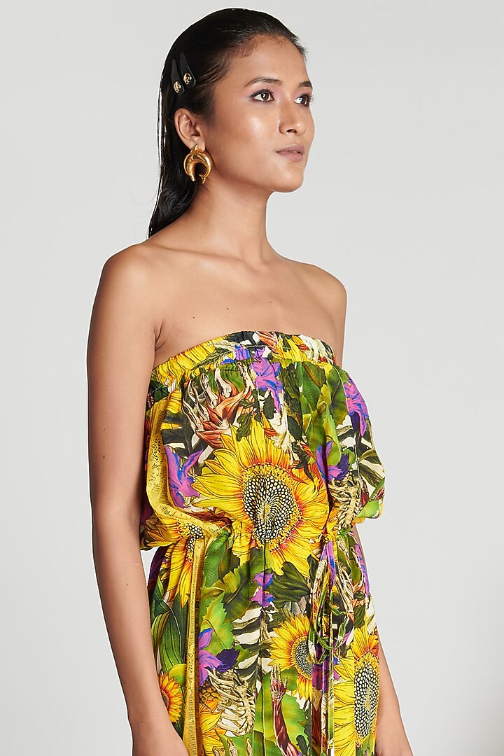 Yellow Printed Jumpsuit by Shivan & Narresh at Pernia's Pop Up Shop