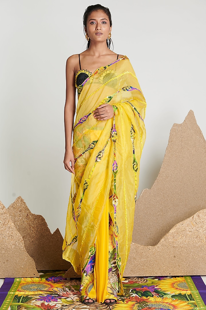 Yellow Printed Saree by Shivan & Narresh