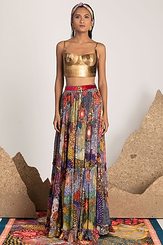Multi Colored Italian Jersey Bustier by Shivan & Narresh