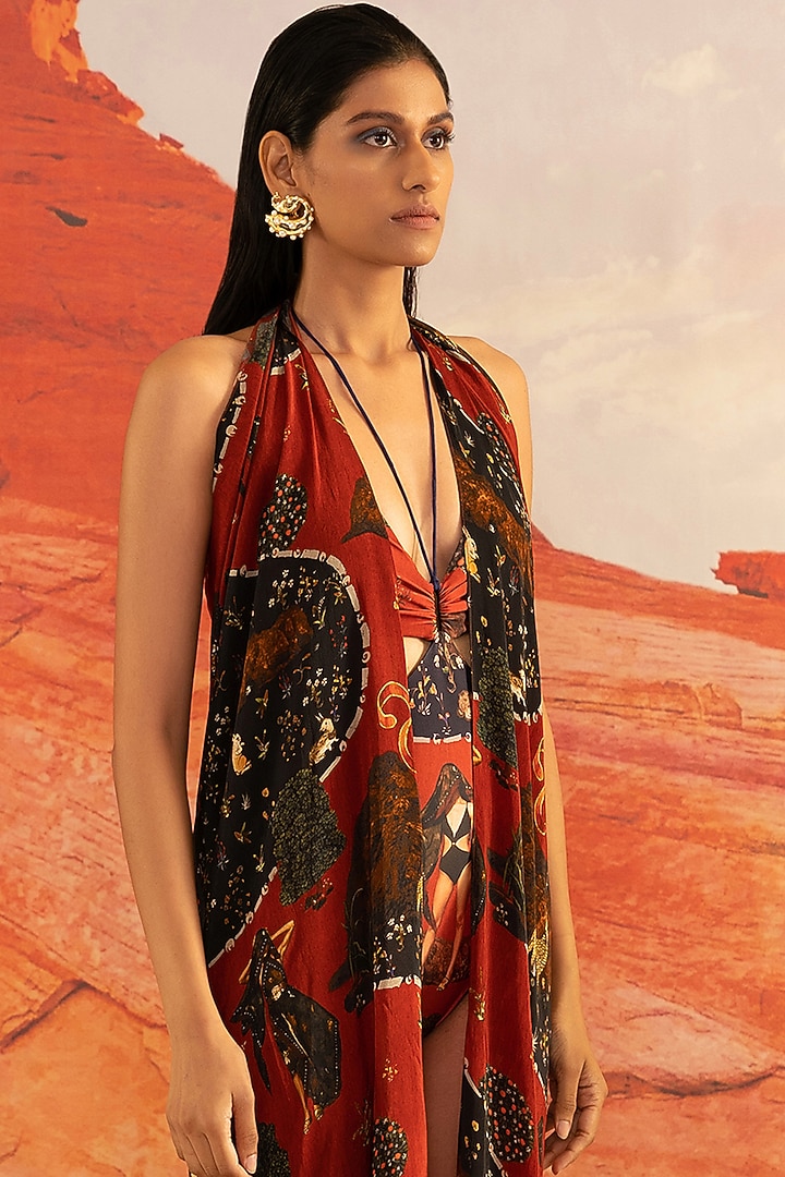 Multi-Coloured Viscose Cellulose Crepe Paneyo by Shivan & Narresh at Pernia's Pop Up Shop
