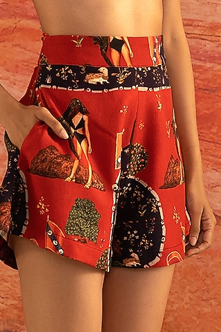 Multi-Coloured Crepe Shorts by Shivan & Narresh
