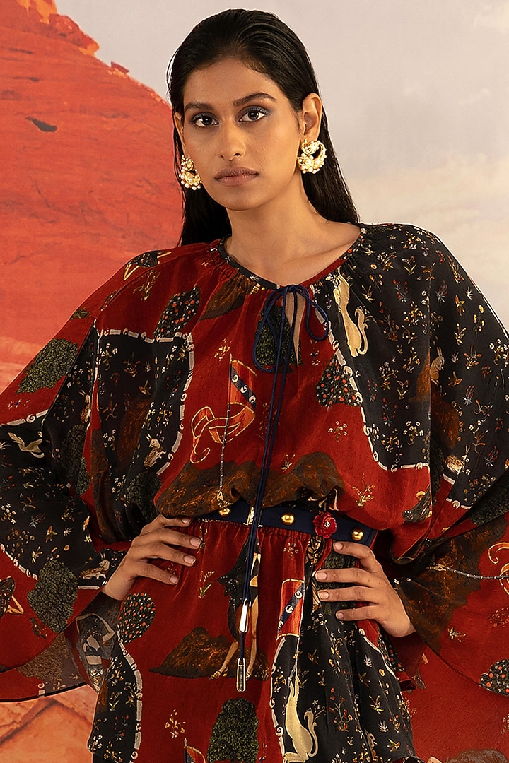 Multi-Coloured Viscose Cellulose Crepe Top by Shivan & Narresh at Pernia's Pop Up Shop