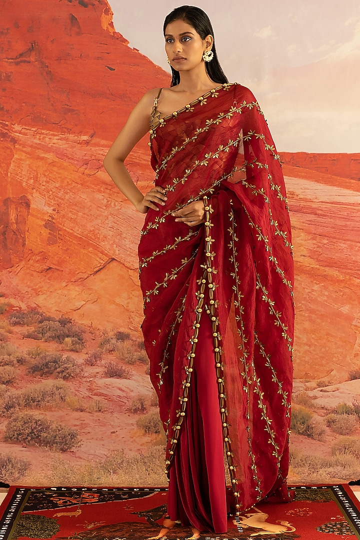 Cochinella Italian Jersey Pre-Stitched Reception Saree by Shivan & Narresh at Pernia's Pop Up Shop
