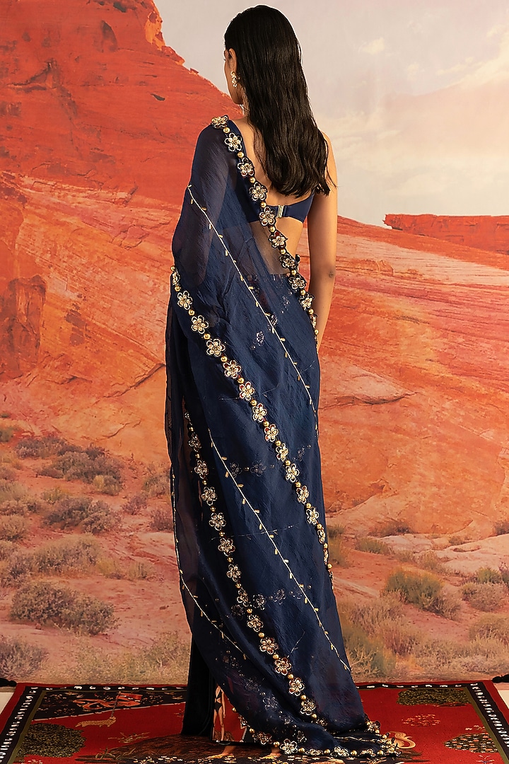 Sapphire Italian Jersey Reception Saree by Shivan & Narresh at Pernia's Pop Up Shop
