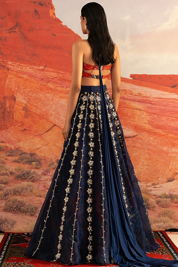 Sapphire Italian Jersey Bridal Lehenga by Shivan & Narresh at Pernia's Pop Up Shop